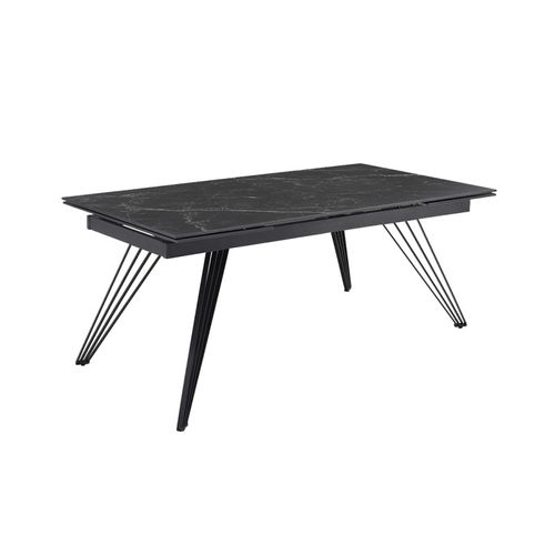 Table Extensible 180/260 Cm Céramique Noir Marbré Pieds Filaires - Indiana 01