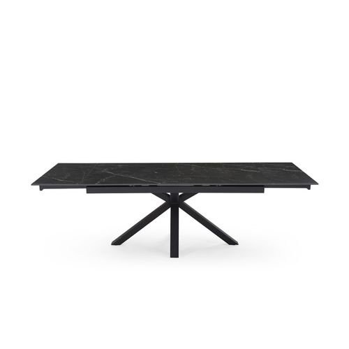 Table Extensible 180/260 Cm Céramique Noir Marbré Pied Croix - Indiana 04