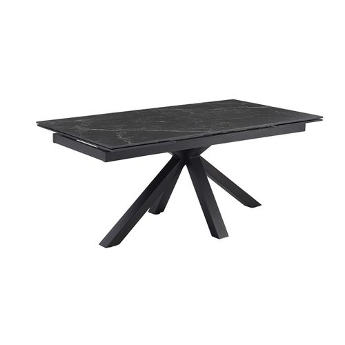 Table Extensible 180/260 Cm Céramique Noir Marbré Pied Croix - Indiana 04