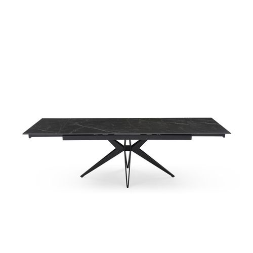 Table Extensible 180/260 Cm Céramique Noir Marbré Pied Étoile - Indiana 06