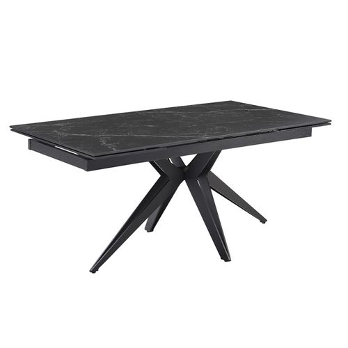 Table Extensible 180/260 Cm Céramique Noir Marbré Pied Étoile - Indiana 06