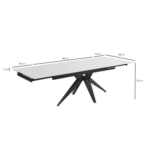 Table Extensible 180 à 260 Cm Céramique Blanc Pied Étoile - Oregon 06