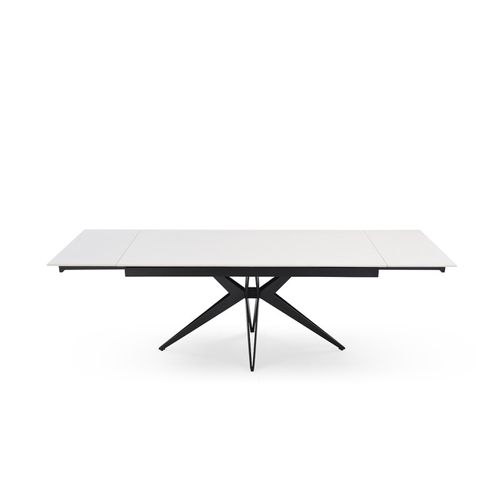 Table Extensible 180 à 260 Cm Céramique Blanc Pied Étoile - Oregon 06