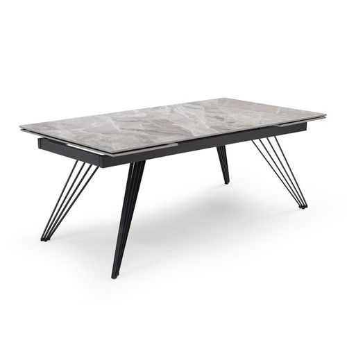 Table Extensible 180/260 Cm Céramique Marbré Laqué Pieds Filaires - Dakota 01
