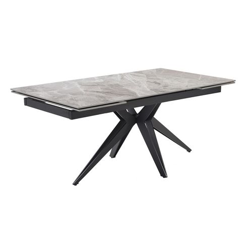 Table Extensible 180/260 Cm Céramique Marbré Laqué Pied Étoile - Dakota 06