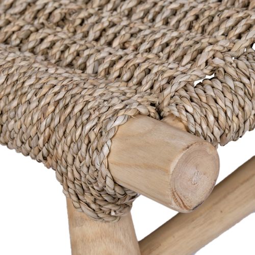 Fauteuil Bas Lounge Incliné En Bois De Teck Et Herbes Marines - Tala