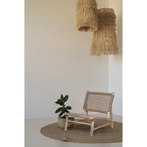 Fauteuil Bas Lounge Incliné En Bois De Teck Et Herbes Marines - Tala