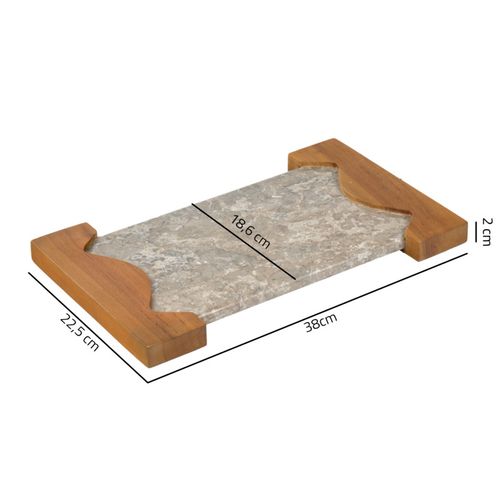 Planche à Découper 38 Cm En Marbre Gris Et Bois De Teck - Zephyr