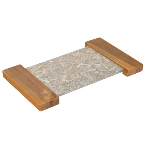 Planche à Découper 38 Cm En Marbre Gris Et Bois De Teck - Zephyr