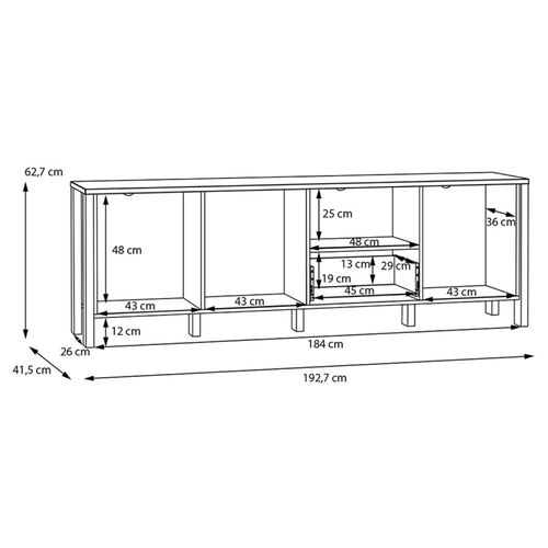 Meuble TV L. 193 Cm Avec Décor Gris Clair Et Chêne - Devonne