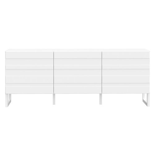 Meuble TV Avec Façades Fraisées Blanc Mat Et Pieds Luges - Ariana