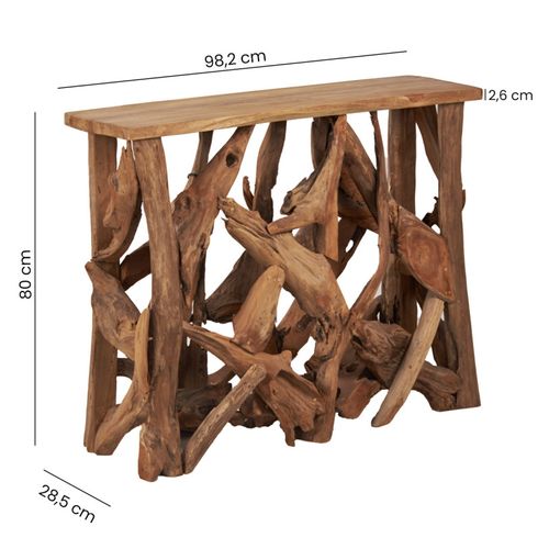 Console L. 98 Cm Assemblage Bois De Teck Et Plateau – Munich