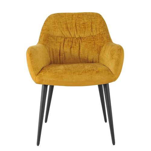 Lot 2 Chaises Repas En Tissu Microfibre Moutarde Pieds Métal - Atlanta