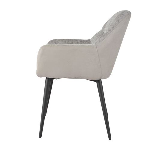 Lot 2 Chaises Repas Tissu Microfibre Gris Clair Pieds Métal - Atlanta