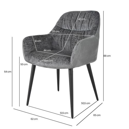 Chaise De Repas Microfibre Gris Anthracite Pieds Métal - Atlanta
