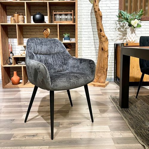 Chaise De Repas Microfibre Gris Anthracite Pieds Métal - Atlanta