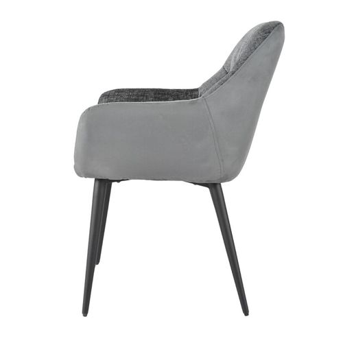 Lot 2 Chaises Repas Microfibre Gris Anthracite Pieds Métal - Atlanta