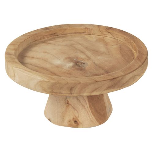Plateau / Présentoir Rond Sur Pied D. 27 Cm En Bois De Teck - Alice