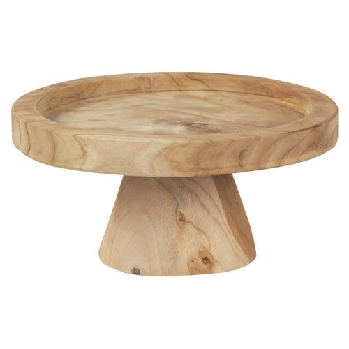 Plateau / Présentoir Rond Sur Pied D. 27 Cm En Bois De Teck - Alice