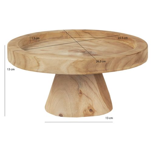 Plateau / Présentoir Rond Sur Pied D. 27 Cm En Bois De Teck - Alice
