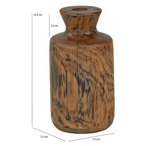 Vase Décoratif H. 15 Cm En Bois De Teck Massif - Hera S
