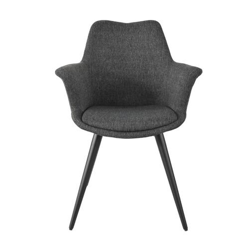 Lot 2 Chaises En Tissu Gris Foncé Pieds Métal Et Accoudoirs – Calgary