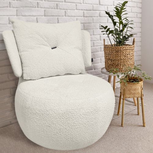 Fauteuil Pivotant 360° En Tissu Beige Avec Coussin Amovible - Ernesto