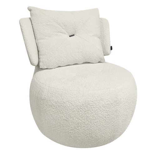 Fauteuil Pivotant 360° En Tissu Beige Avec Coussin Amovible - Ernesto