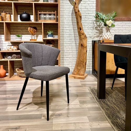 Lot 2 Chaises Repas En Tissu Gris Anthracite Et Pieds Métal – Montreal