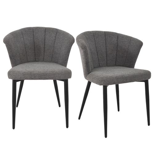 Lot 2 Chaises Repas En Tissu Gris Anthracite Et Pieds Métal – Montreal