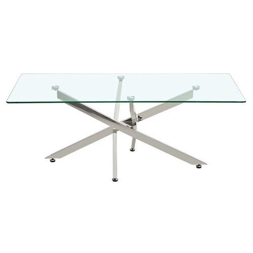 Table Basse L. 120 Cm En Verre Trempé Et Piètement Métal Chromé - Ice