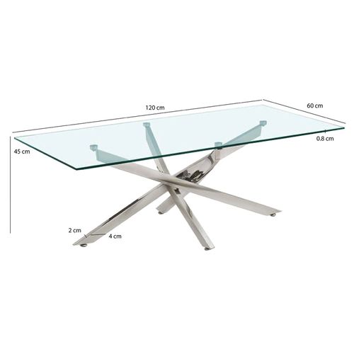 Table Basse L. 120 Cm En Verre Trempé Et Piètement Métal Chromé - Ice