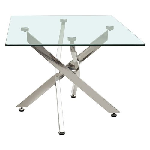 Table Basse L. 120 Cm En Verre Trempé Et Piètement Métal Chromé - Ice