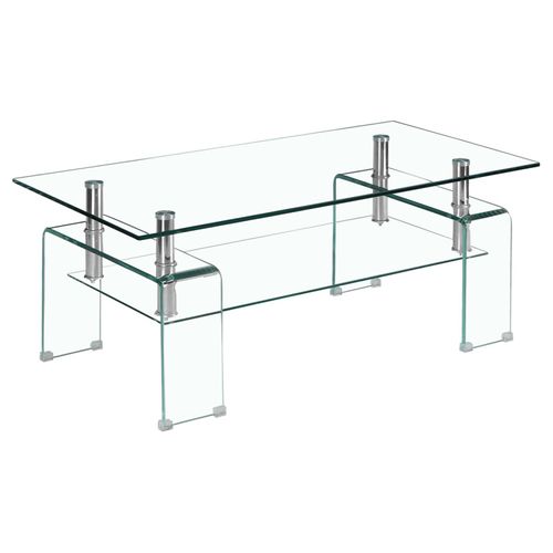 Table Basse L. 100 Cm Avec Double Plateau En Verre Trempé - Ice