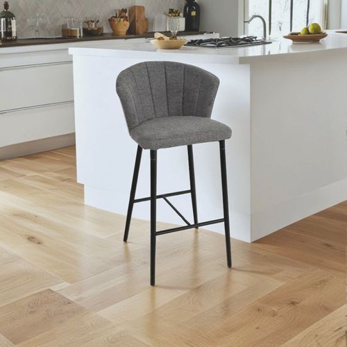 Lot 2 Tabourets Bar Tissu Gris Anthracite Piètement Métal – Montreal