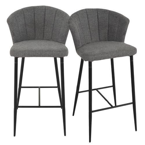 Lot 2 Tabourets Bar Tissu Gris Anthracite Piètement Métal – Montreal