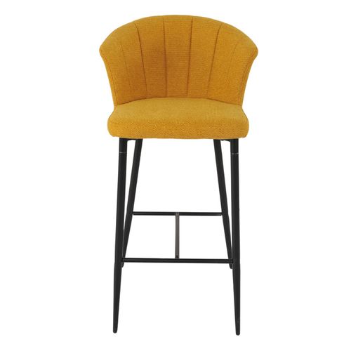 Tabouret De Bar En Tissu Jaune Moutarde Et Piètement Métal – Montreal