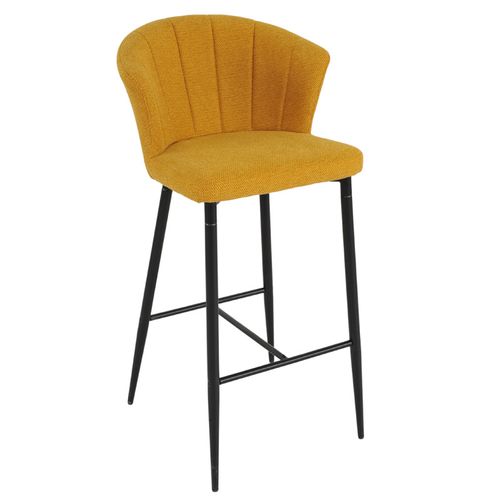 Tabouret De Bar En Tissu Jaune Moutarde Et Piètement Métal – Montreal