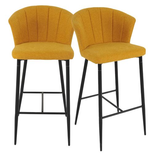 Lot 2 Tabourets De Bar Tissu Jaune Moutarde Piètement Métal – Montreal