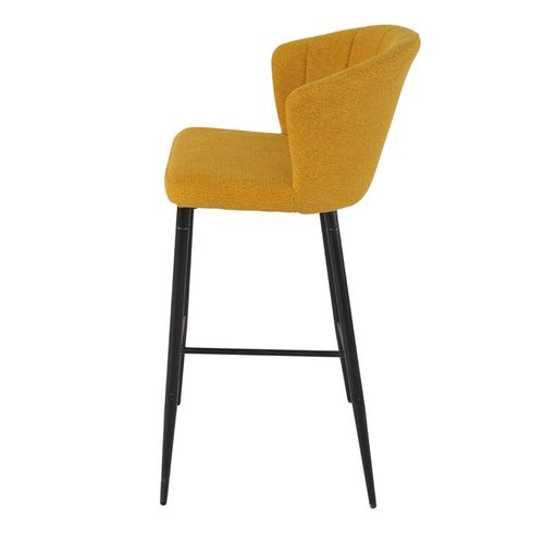 Lot 2 Tabourets De Bar Tissu Jaune Moutarde Piètement Métal – Montreal