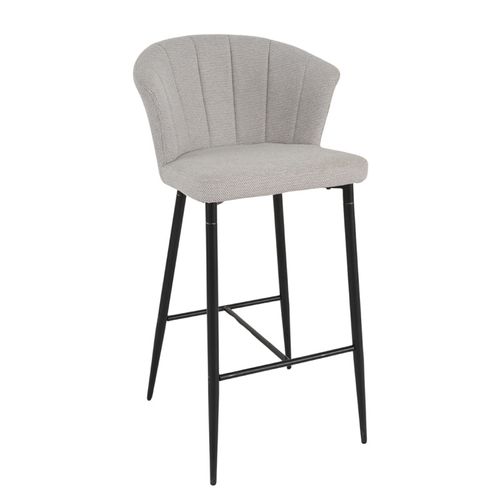 Tabouret De Bar En Tissu Gris Clair Avec Piètement Métal – Montreal
