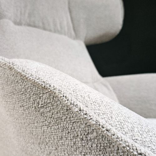 Fauteuil Pivotant 360° En Velours Chiné Écru Et Métal Noir - Antonio