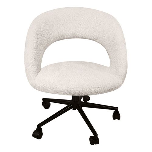 Fauteuil De Bureau En Tissu Bouclette Écru Avec Piètement Noir - Marty