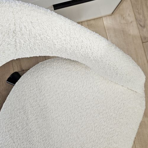 Fauteuil De Bureau En Tissu Bouclette Écru Avec Piètement Noir - Marty