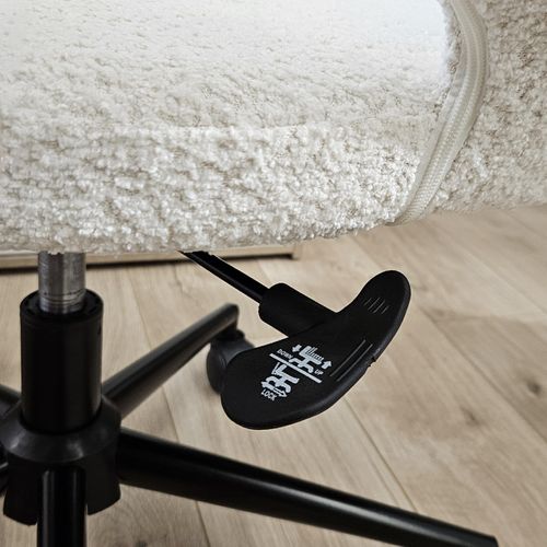 Fauteuil De Bureau En Tissu Bouclette Écru Avec Piètement Noir - Marty