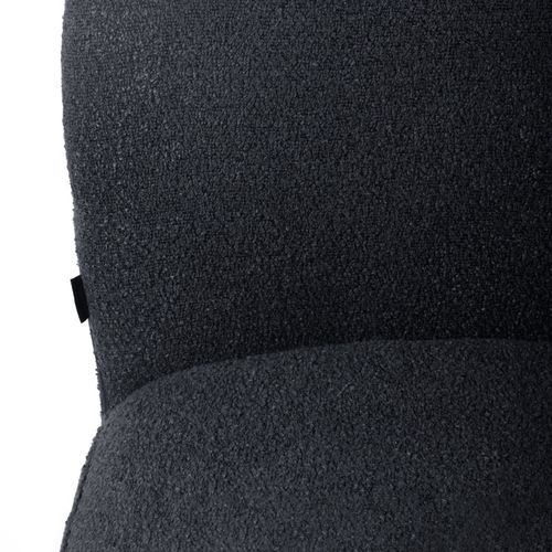 Chaise Rotative 180° En Tissu Bouclette Noir Et Métal Noir - Julien