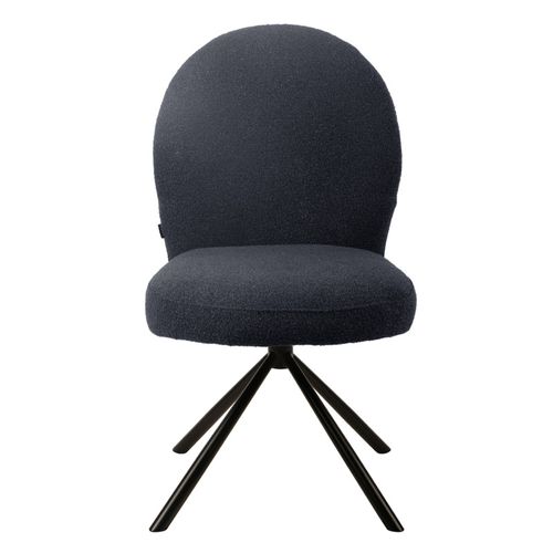 Chaise Rotative 180° En Tissu Bouclette Noir Et Métal Noir - Julien