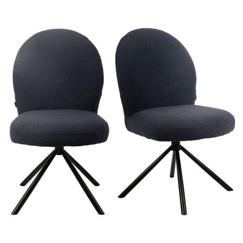 Lot De 2 Chaises Rotatives 180° En Tissu Noir Et Métal Noir - Julien