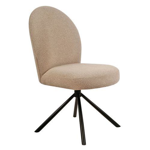 Chaise Rotative 180° En Tissu Bouclette Beige Et Métal Noir - Julien