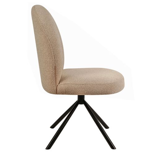 Chaise Rotative 180° En Tissu Bouclette Beige Et Métal Noir - Julien
